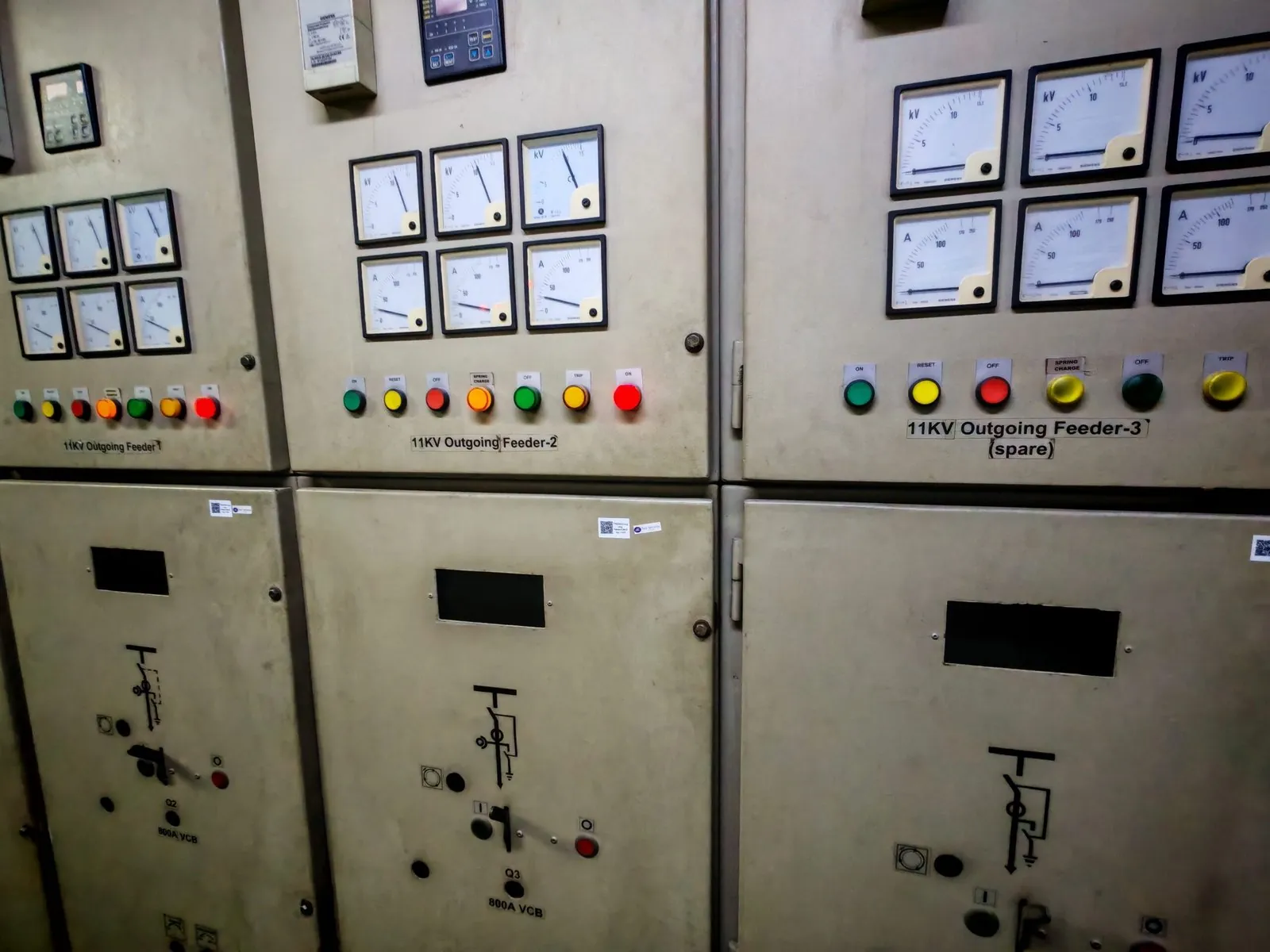 Main switchboard with analogue ammeters and voltmeters