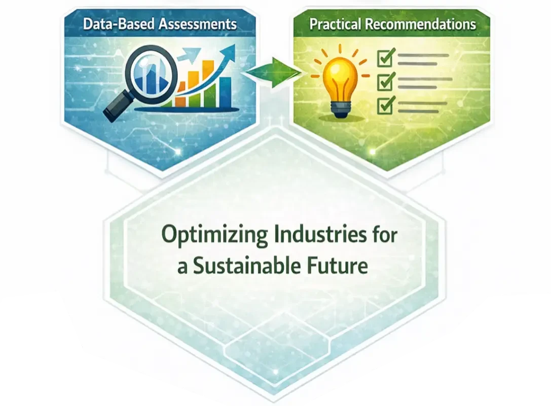 Data-based assessments lead to practical recommendations, optimizing industries for a sustainable future