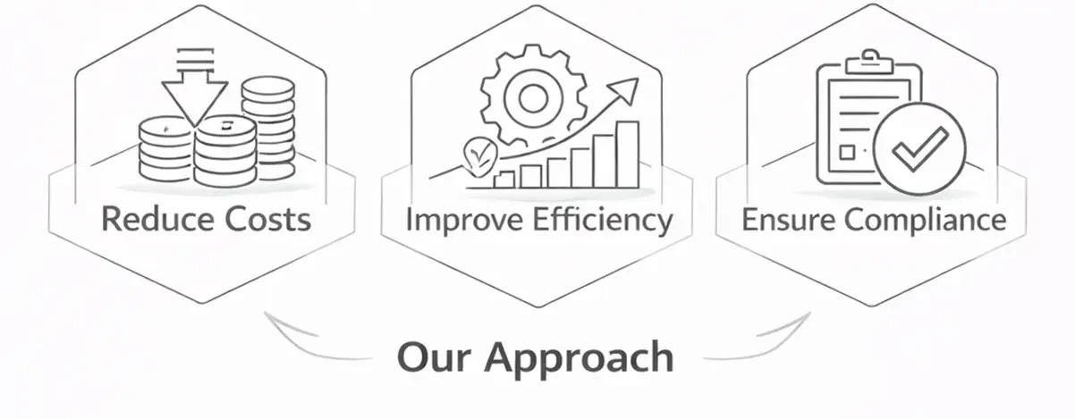 Our approach: reduce costs, improve efficiency, ensure compliance